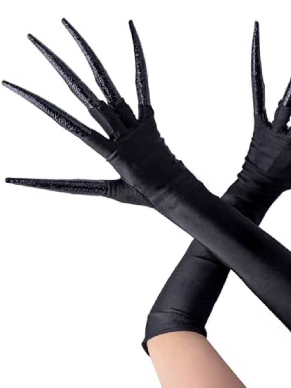 Halloween Long Finger Claw Gloves, Black paw nails gloves for Vampire, Witch